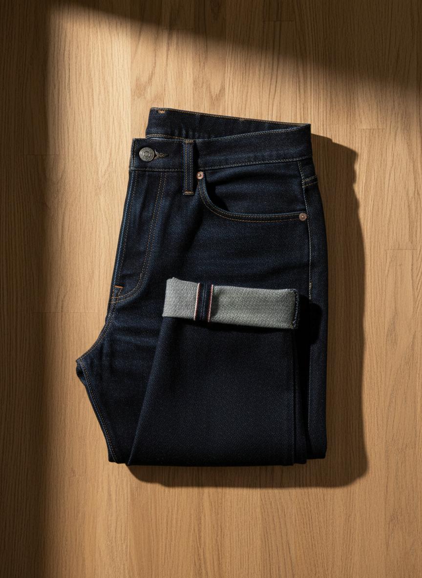 Slim fit raw selvedge jeans in dark indigo 12.5oz denim - private label jeans manufacturing