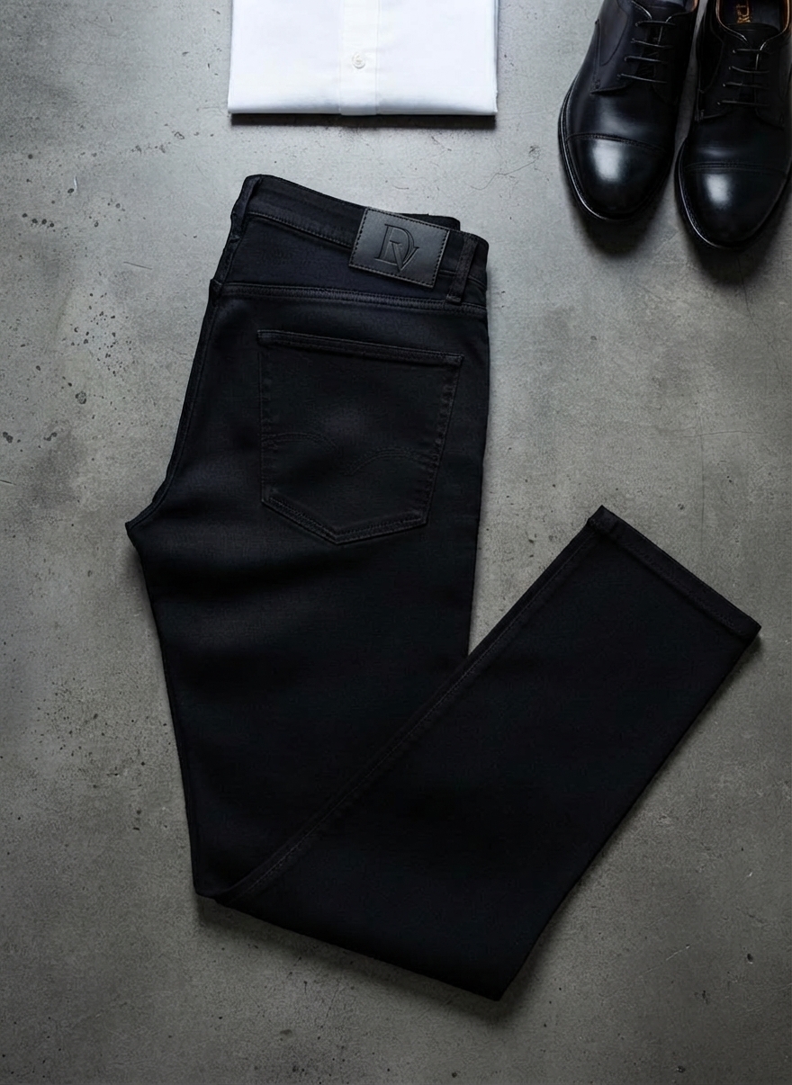 Traveller's black comfort stretch jeans in deep black 11oz - premium denim manufacturer