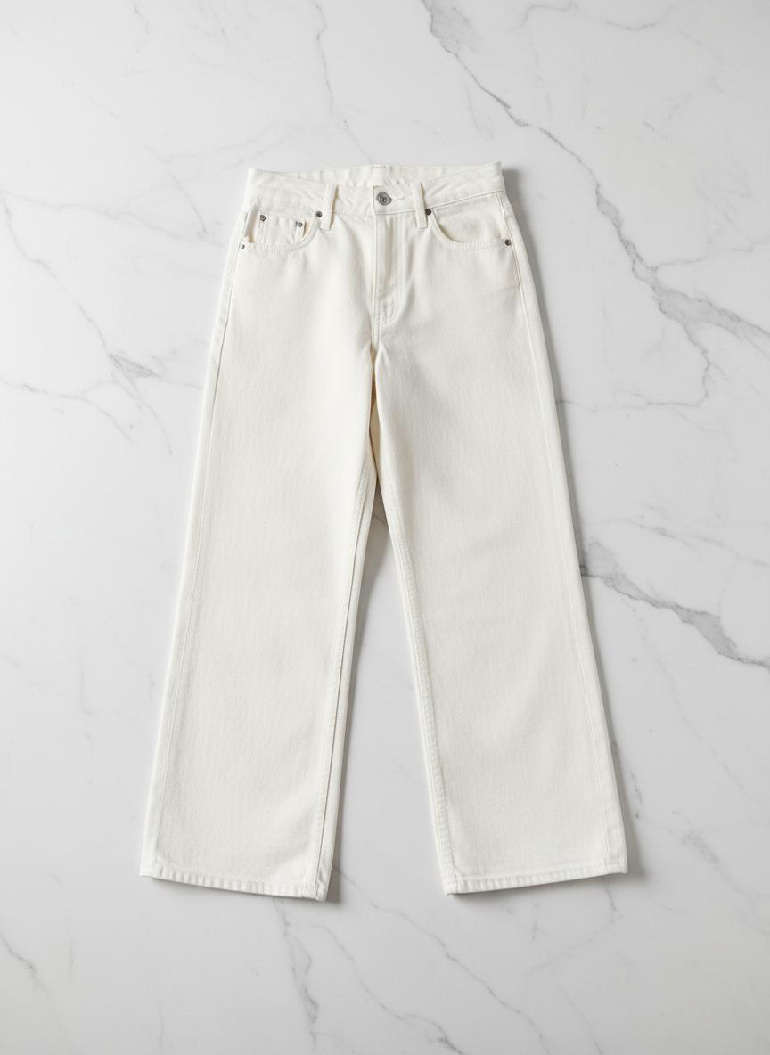 Wide leg white denim jeans in off-white 13.5oz - custom jeans production